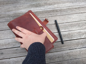 Full Grain Leather Journal Cover - Medium - Havana Brown